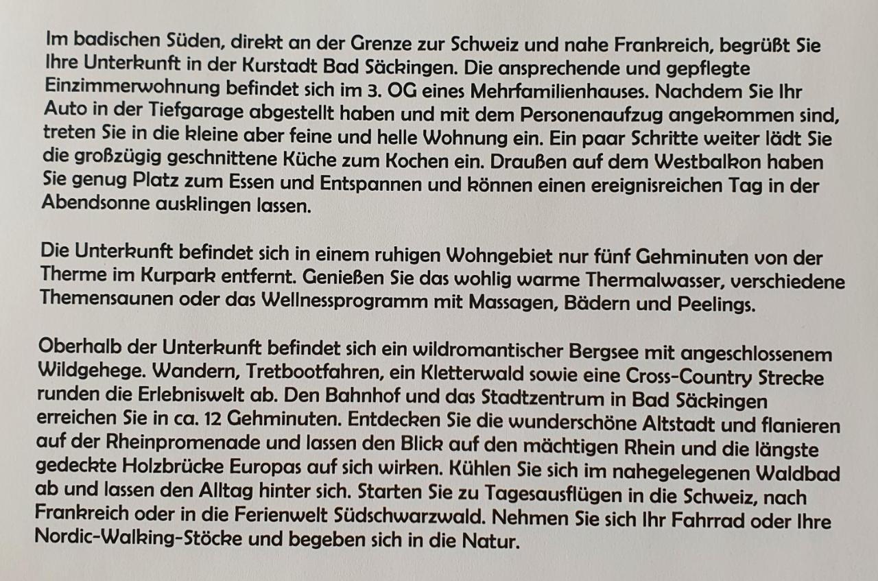 Schoene Ruhige Und Helle Wohnung In Bad Saeckingen Zewnętrze zdjęcie